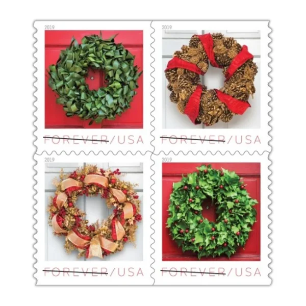 2012-cheap-stamps-in-bulk-Holiday-Wreaths-christmas-1-e1692060538601.webp